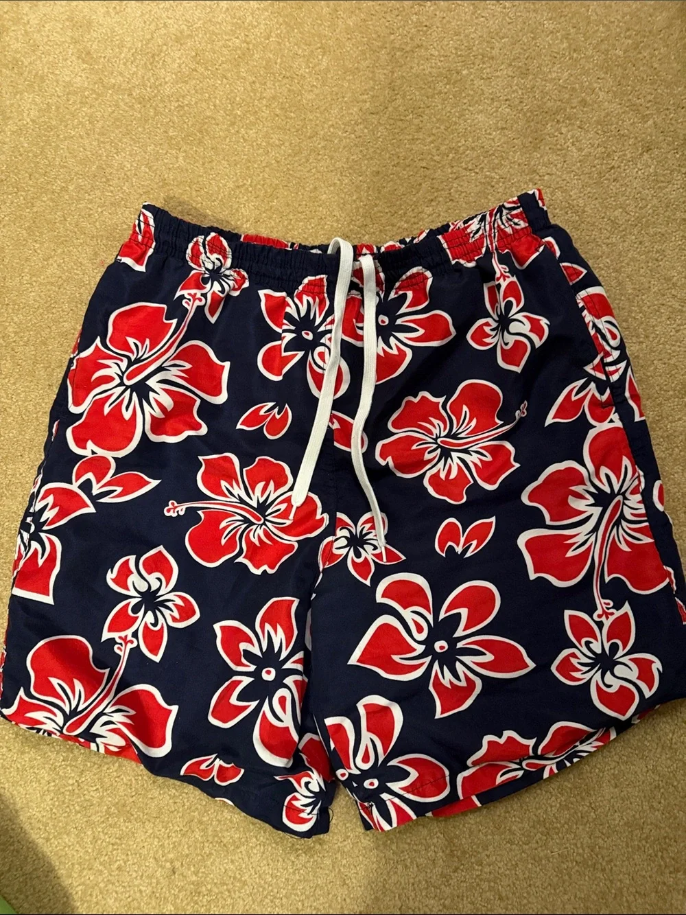 MaxMehra Men’s Swim Trunks in Navy, Red, White